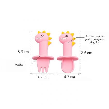 Set mini tacamuri diversificare bebelusi, silicon alimentar, cu cutie depozitare, flexibile, Dino, Empria [5]