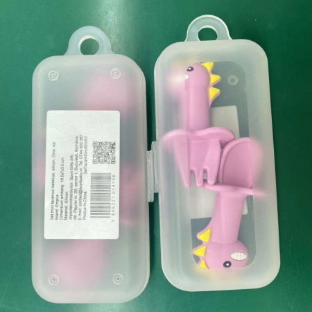 Set mini tacamuri diversificare bebelusi, silicon alimentar, cu cutie depozitare, flexibile, Dino, Empria [4]