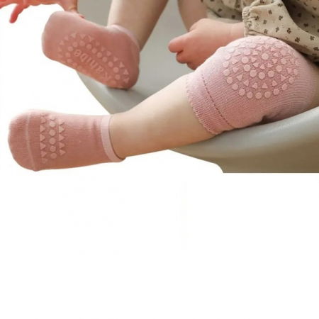 Set protectii anti-alunecare copil, genunchiere si sosete, Roz [2]