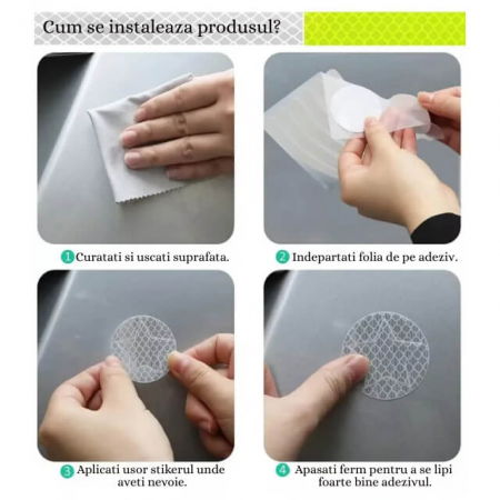 Set stickere reflectorizante, 42 bucati, fosforescente, siguranta pentru copii si adulti pe bicicleta, trotineta, carucioare, role [3]