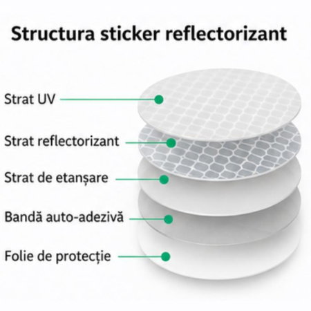 Set stickere reflectorizante, 42 bucati, fosforescente, siguranta pentru copii si adulti pe bicicleta, trotineta, carucioare, role [6]
