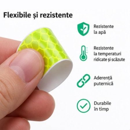 Set stickere reflectorizante, 42 bucati, fosforescente, siguranta pentru copii si adulti pe bicicleta, trotineta, carucioare, role [4]