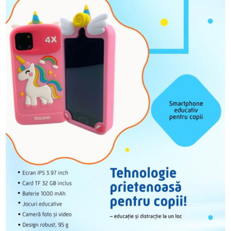 Ceasuri copii - Smartphone copii jucarie educativa video foto 32gb TF card rezolutie 480*800 display 10cm, Diverse culori