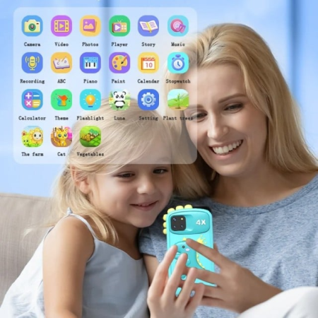 Smartphone copii jucarie educativa video foto 32gb TF card rezolutie 480*800 display 10cm, Bleu [4]