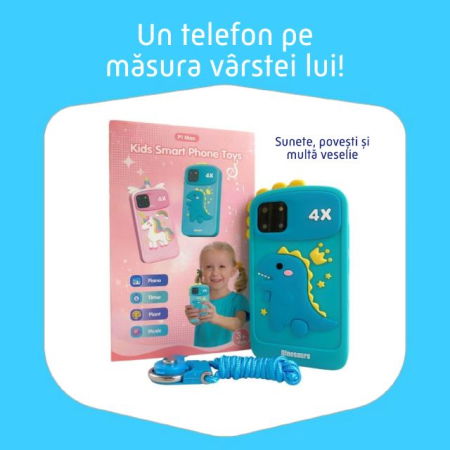 Smartphone copii jucarie educativa video foto 32gb TF card rezolutie 480*800 display 10cm, Bleu [2]