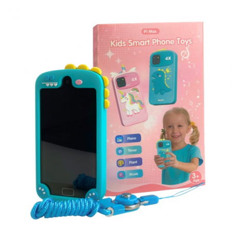 Smartphone copii jucarie educativa video foto 32gb TF card rezolutie 480*800 display 10cm, Bleu [5]