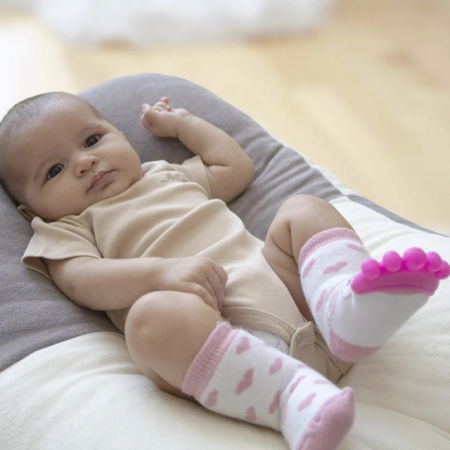 Sosete cu accesoriu dentitie BabyJem Teether Socks, Roz [1]