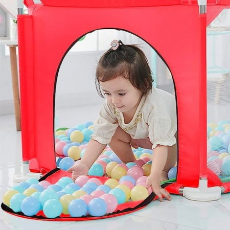 Spatiu de joaca tarc bebe, hexagonal, Empria, Rosu [3]