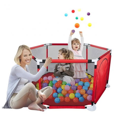 Spatiu de joaca tarc bebe, hexagonal, Empria, Rosu [6]