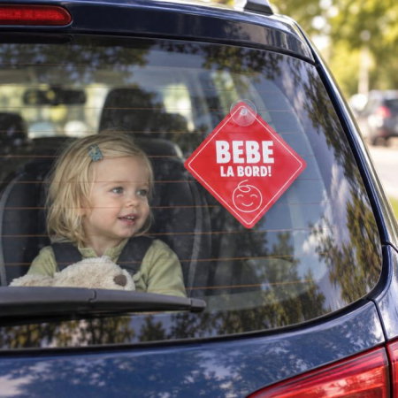 Produse Sub 50 Lei - Sticker decorativ, Auto, Baby On Board, Empria, Rosu, 12.5 x 12.5 cm