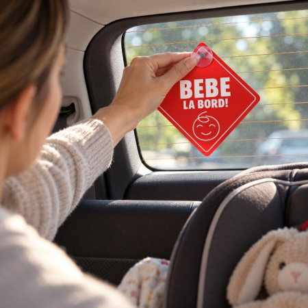 Sticker decorativ, Auto, Baby On Board, Empria, Rosu, 12.5 x 12.5 cm [4]