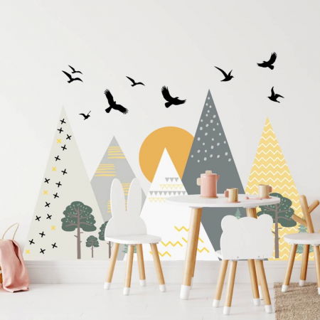 Stickere decorative - Sticker perete - Dealuri cu apus