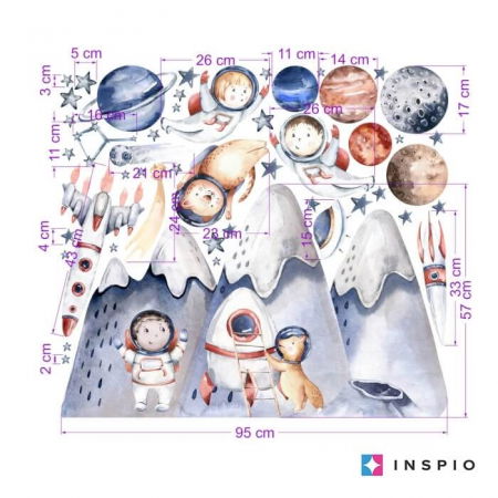 Stickere decorative - Stickere de perete - Micii astronauti si spatiu