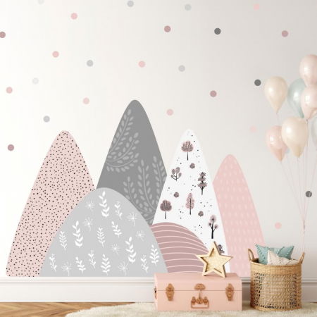 Stickere decorative - Stickere pentru Perete pentru Fete - Dealuri Pline de Plante