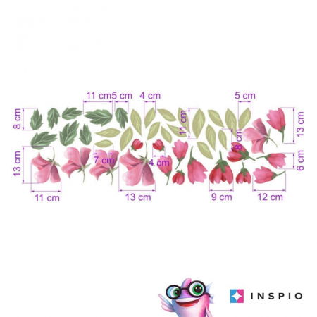 Stickere decorative si covorase - Stickere Perete - Flori Roz
