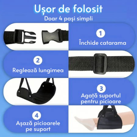 Suport pentru relaxarea picioarelor, hamac picioare, 20.5 x 45 cm, Empria, Negru [2]