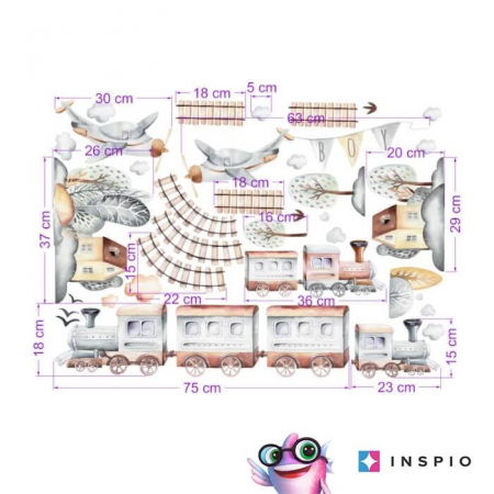 Stickere decorative - Tapet - Tren gri