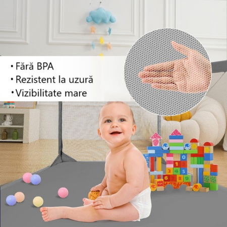 Tarc de joaca tarc copii XXL, cu fermoar, Empria, Gri [2]