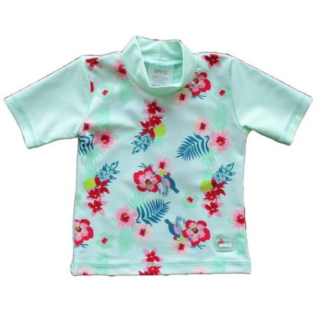 Haine plaja / inot - Tricou Protectie UV Copii, Protectie Solara UPF50+, Mint Floral, Diverse marimi
