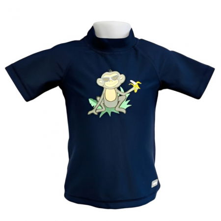 Haine plaja / inot - Tricou Protectie UV Copii, Protectie Solara UPF50+, Navy Jungle, Diverse marimi