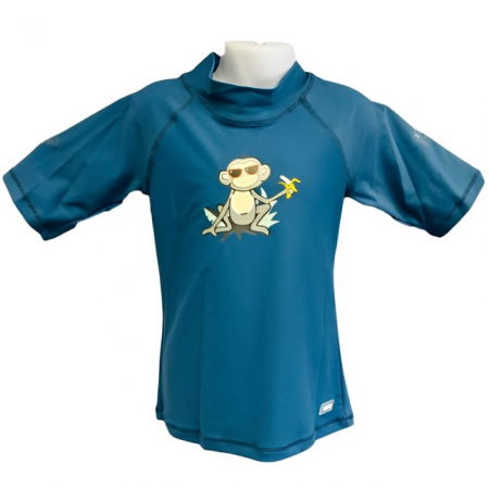 Haine plaja / inot - Tricou Protectie UV Copii, Protectie Solara UPF50+, Petrol Jungle,  Diverse marimi