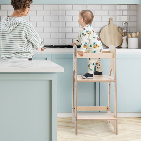 Scaune masa - Turn de invatare MamaToyz Learning Tower din lemn, Catelus