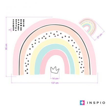 Stickere decorative - Un curcubeu cu nume pentru o mica printesa, roz