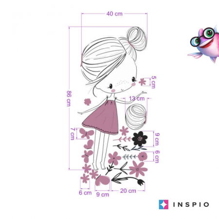 Stickere decorative - Zana INSPIO in culori pastelate cu fluturi si flori