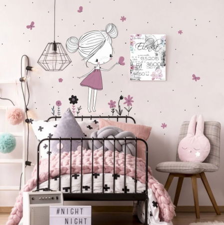 Stickere decorative - Zana INSPIO in culori pastelate cu fluturi si flori