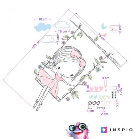 Stickere decorative - Zana INSPIO pe leagan in rochita de culoare pudrata, 103 x 75 cm