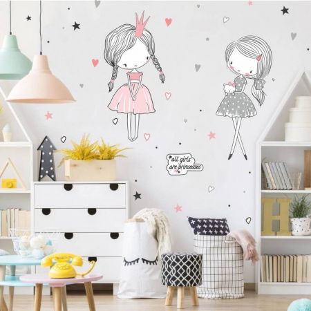Stickere decorative si covorase - Zane - autocolante in culori de gri si roz, 90 cm