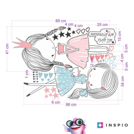 Stickere decorative - Zane INSPIO, autocolante in culoarea mentei si roz pudrat, 90 cm menta-roz