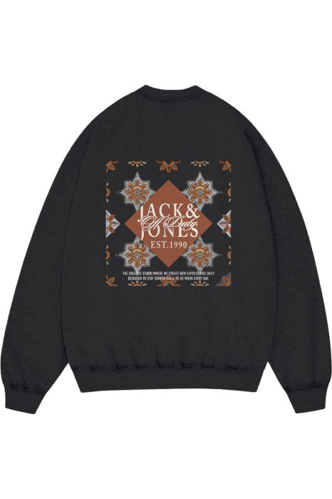 Bluza JACK &JONES Bleecker Aop Box Crew JNR - 12293295-Black [2]