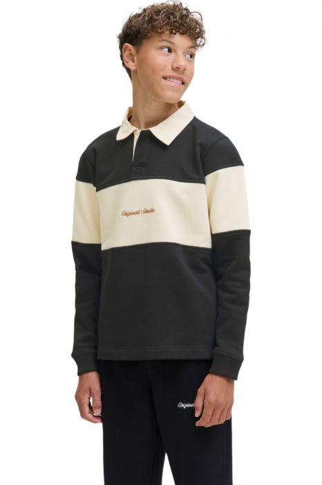 Bluza JACK &JONES Norrebro Blocking Sweat Polo JNR - 12284371-Black [1]