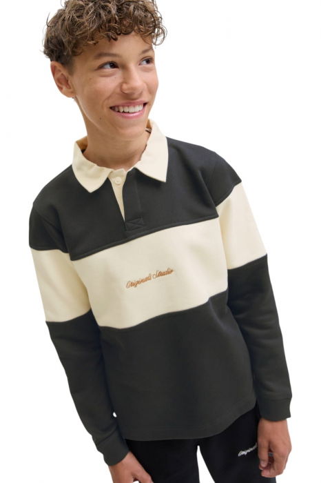 Bluza JACK &JONES Norrebro Blocking Sweat Polo JNR - 12284371-Black [4]