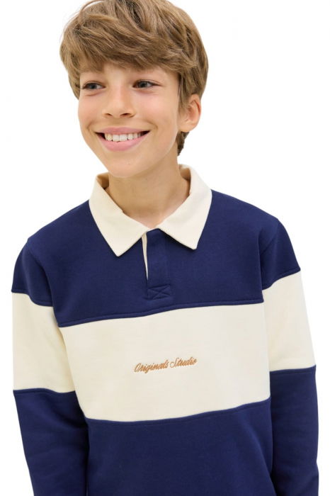 Bluza JACK &JONES Norrebro Blocking Sweat Polo JNR - 12284371-Ocean Cavern [3]