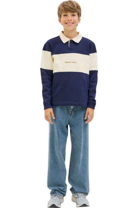 Bluza JACK &JONES Norrebro Blocking Sweat Polo JNR - 12284371-Ocean Cavern [6]