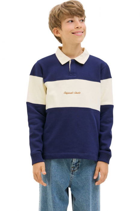 Bluza JACK &JONES Norrebro Blocking Sweat Polo JNR - 12284371-Ocean Cavern [1]