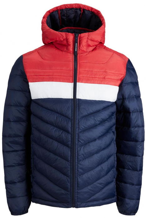 Geaca JACK &JONES Hero Puffer - 12211785-Navy Blazer TRUE RED BLOCKING [1]