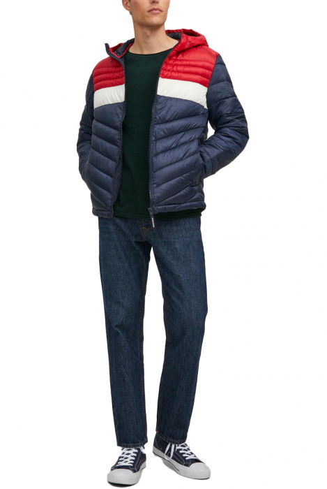 Geaca JACK &JONES Hero Puffer - 12211785-Navy Blazer TRUE RED BLOCKING [5]