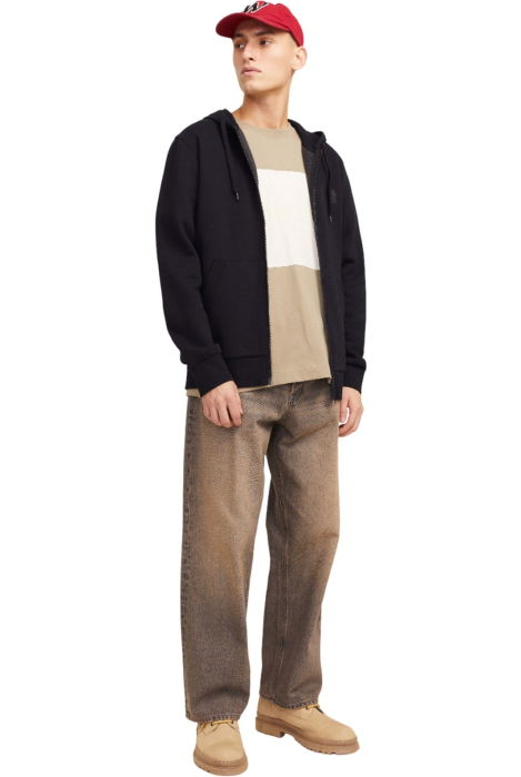 Hanorac JACK &JONES Corp Logo Small Print Zip Hood - 12265177-Black [6]