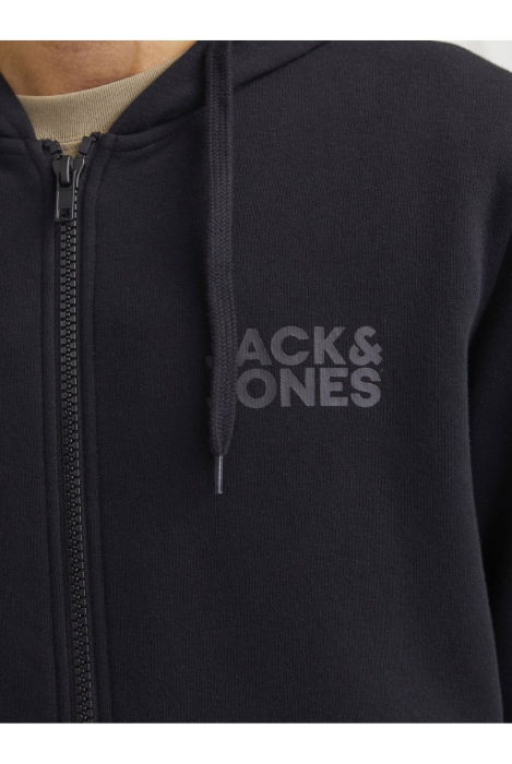 Hanorac JACK &JONES Corp Logo Small Print Zip Hood - 12265177-Black [4]