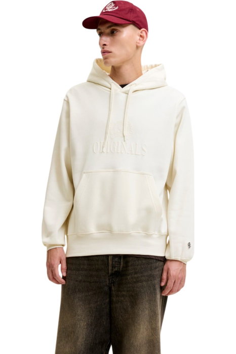 Hanorac JACK &JONES Frederiksberg Monogram Sweat Hood SN - 12300022-Whisper White [1]