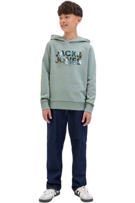 Hanorac JACK &JONES Geplas Sweat Hood JNR - 12279602-Iceberg Green [5]