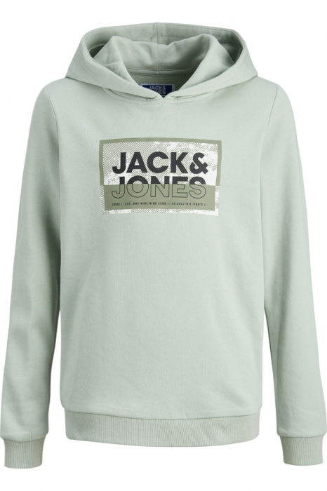 Hanorac JACK &JONES Logan Print Hood JNR - 12254120-Aqua Gray [1]