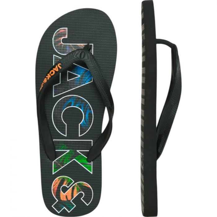 Slapi JACK &JONES Logo Palm Print - 12230642-Anthracite [1]