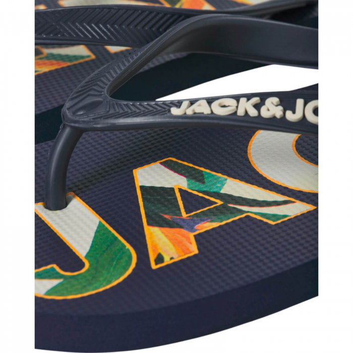 Slapi JACK &JONES Logo Palm Print - 12230642-Medieval Blue [3]