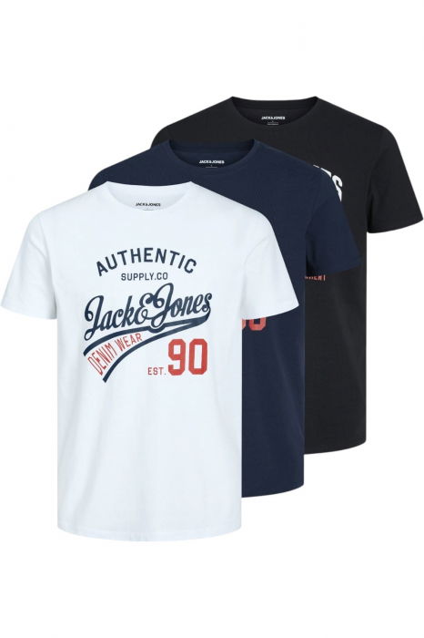 Tricou JACK &JONES Ethan Crew 3 bucati - 12221269-Black [1]