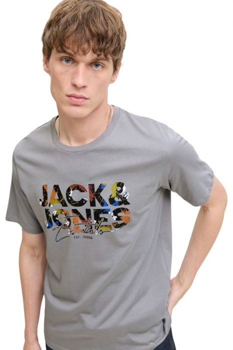Tricou JACK &JONES Geplas Crew - 12278523-Ultimate Grey [3]