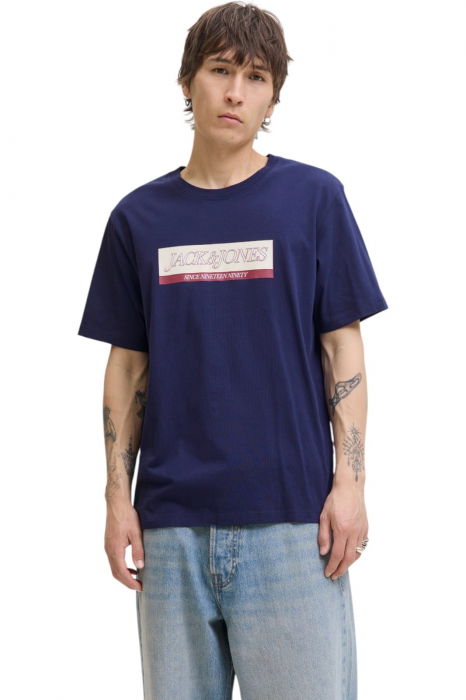 Tricou JACK &JONES Inwood Block Branding - 12283628-Ocean Cavern [1]